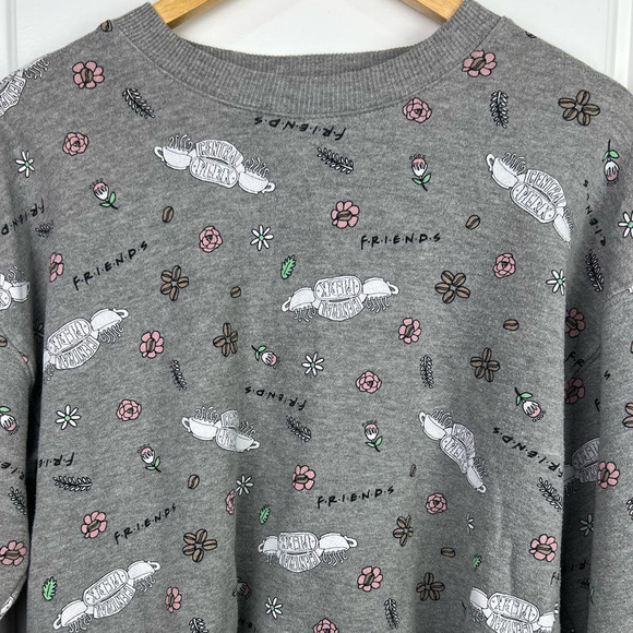 Friends Sweatshirt Women Medium TV Series All Over Print Cropped Pullover Crew - Picture 1 of 5